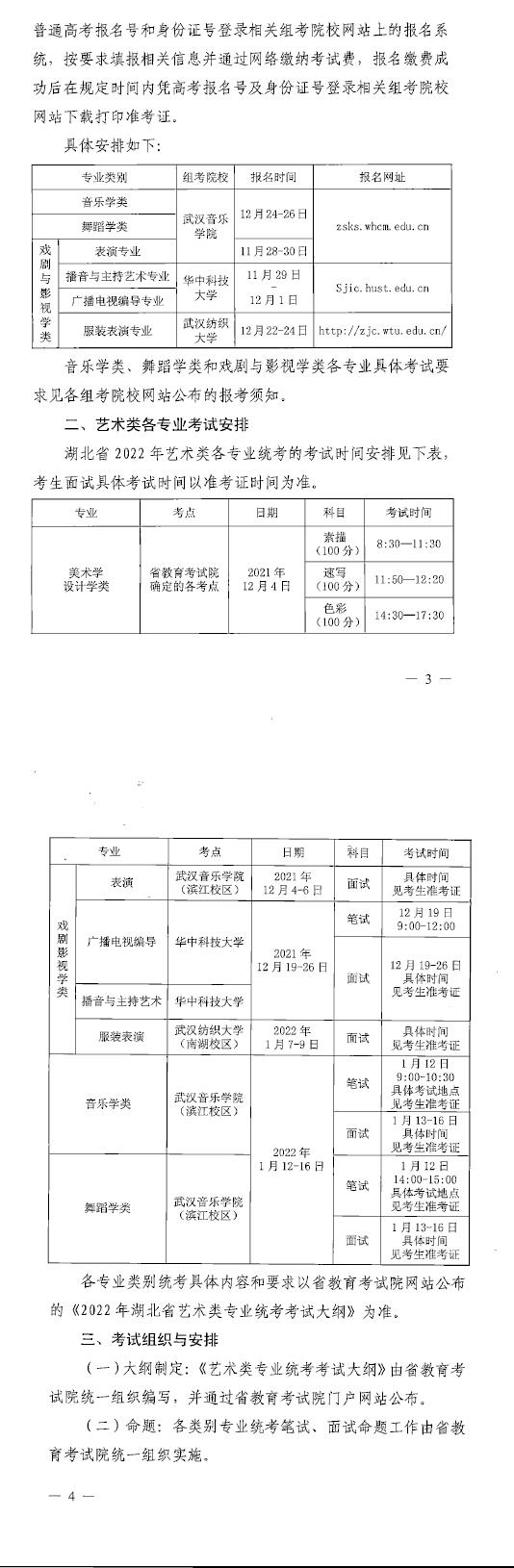 湖北：关于做好2022年普通高校招生艺术类专业统考工作的通知