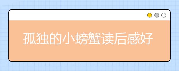 孤独的小螃蟹读后感好词好句 附摘抄