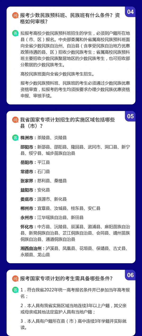 湖南省2022年高考优惠信息及专项计划资格申报审核问答
