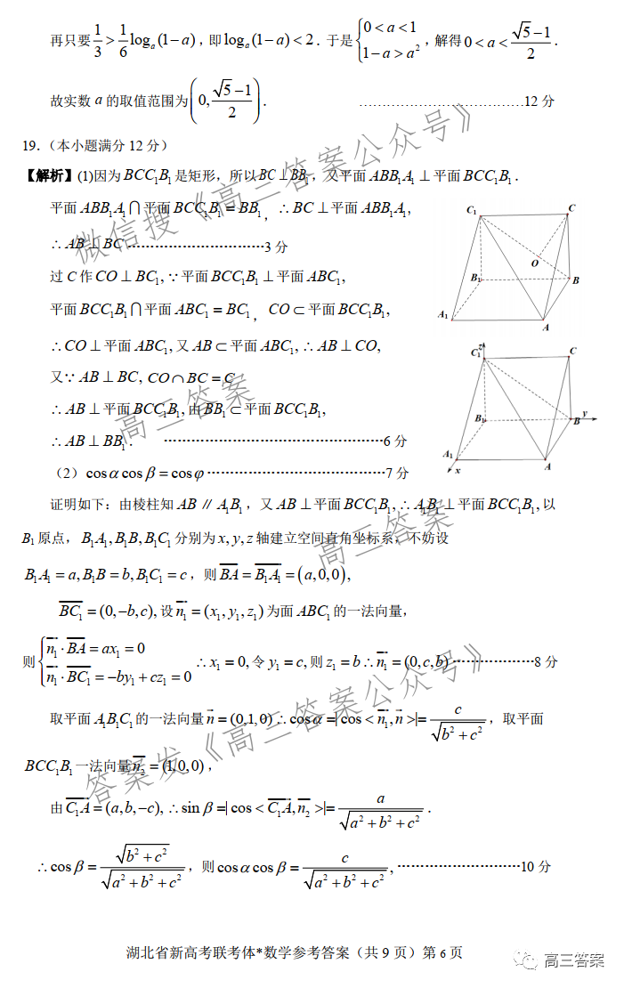 2021年湖北省新高考协作体高三年级十一月考试答案