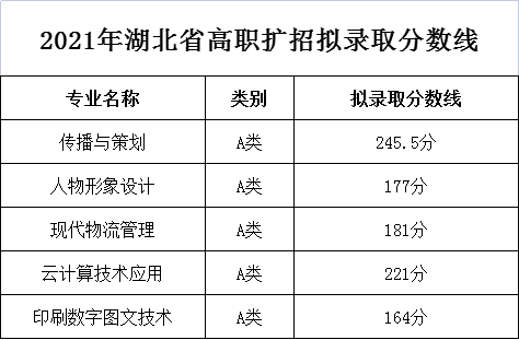 2021年武汉信息传播职业技术学院高职扩招分数线