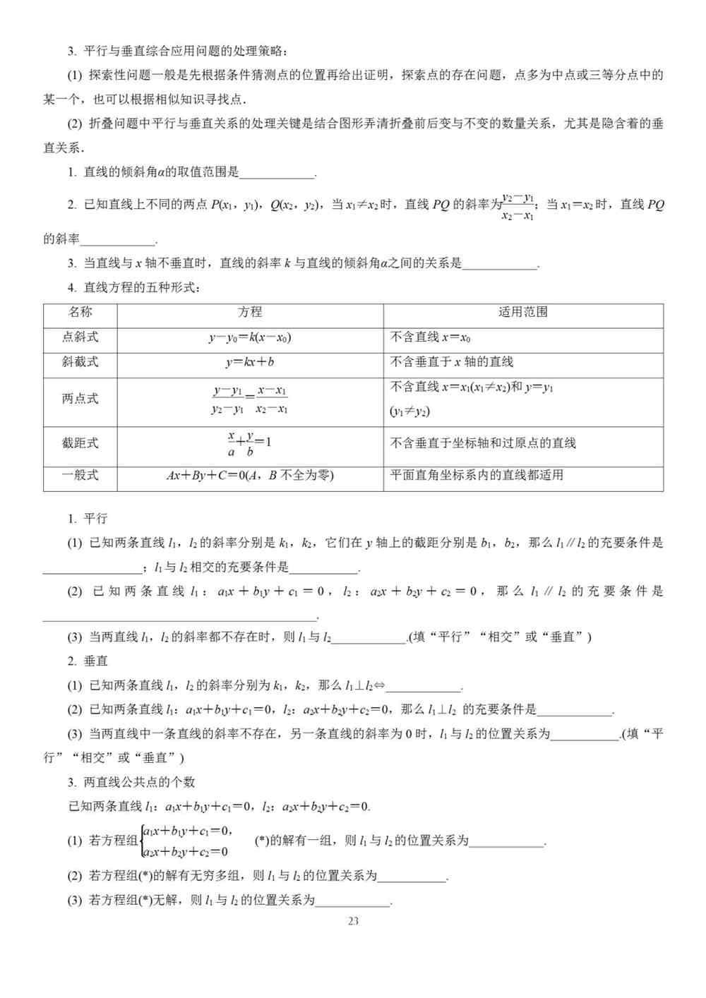 高中数学基础知识全归纳（填空版+表格版+思维导图）