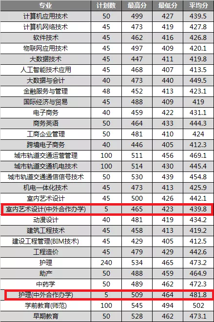 2021年绍兴职业技术学院中外合作办学分数线