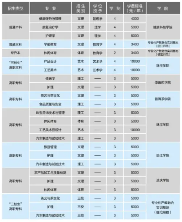 滇西应用技术大学学费多少钱一年-各专业收费标准