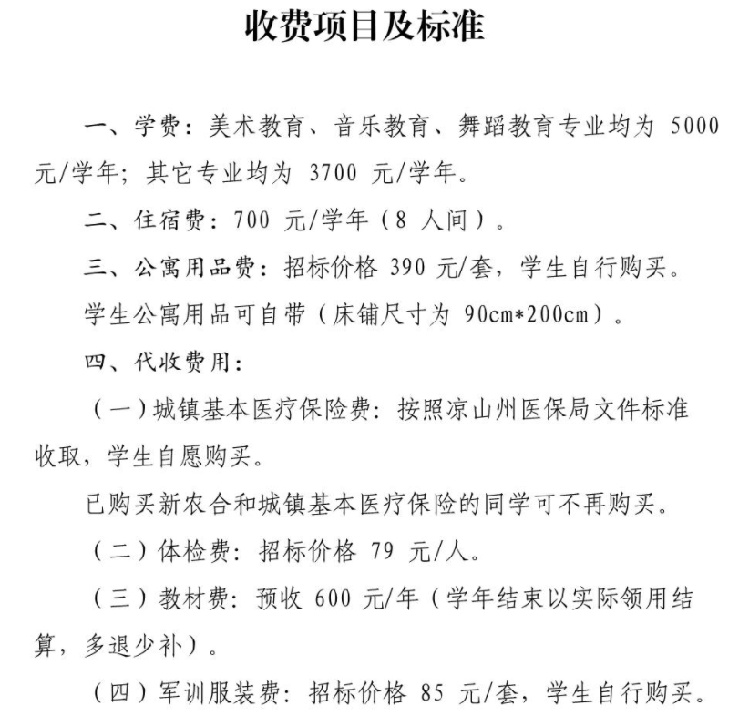 西昌民族幼儿师范高等专科学校学费多少钱一年-各专业收费标准