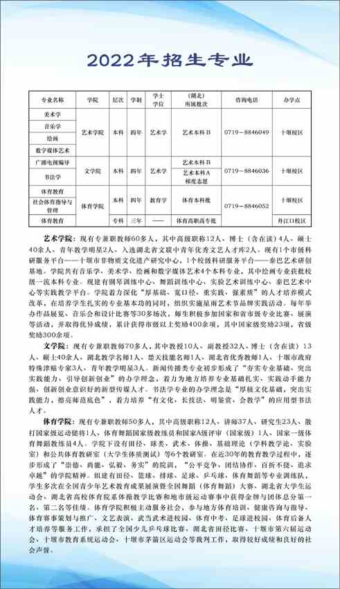 汉江师范学院2022年艺术体育类专业报考指南