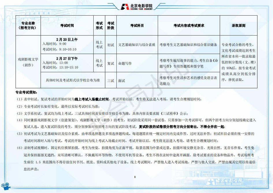 2022年北京电影学院艺术类本科、高职招生简章