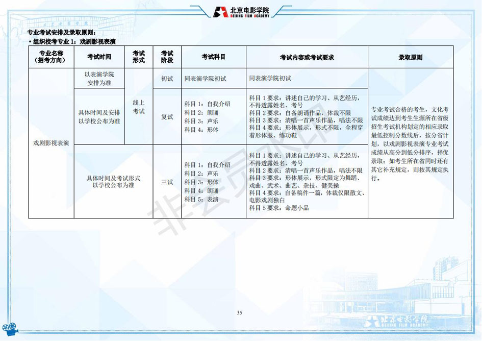 2022年北京电影学院艺术类本科、高职招生简章