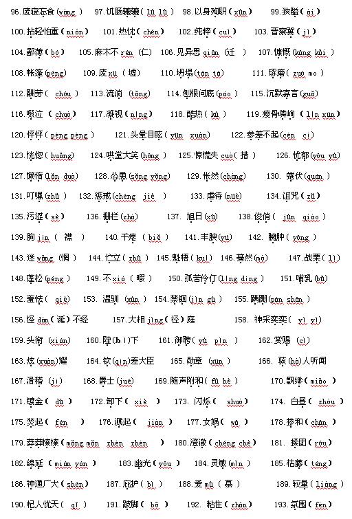 2018人教版七年级上语文字音字形答案图片版
