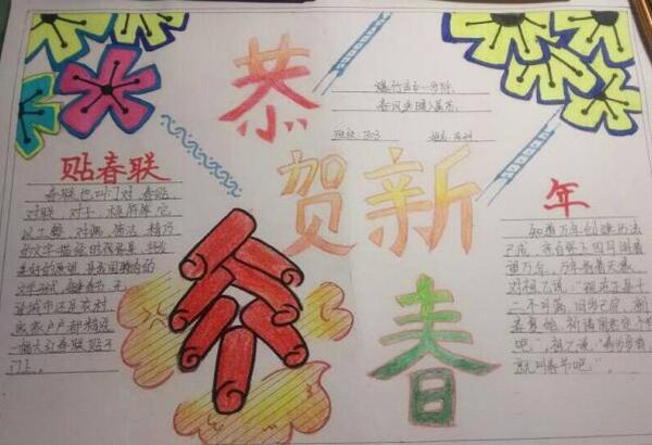 春节手抄报,恭贺新春