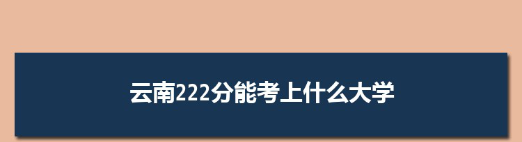 云南222分能考上什么大学,2022云南222分左右的大学名单