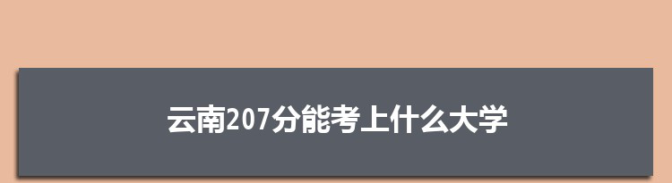 云南207分能考上什么大学,2022云南207分左右的大学名单