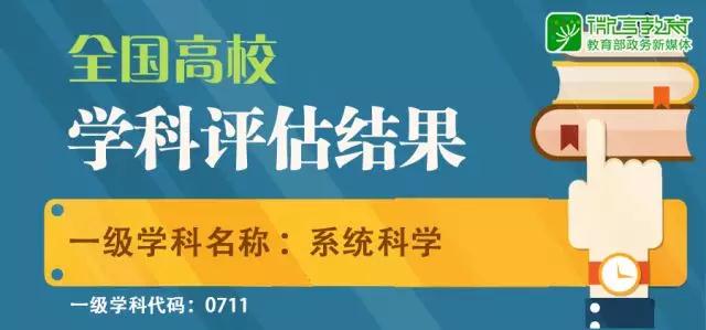 教育部全国第四轮学科评估结果出炉：系统科学