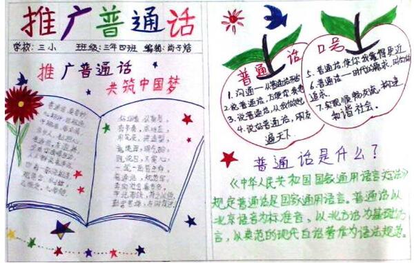 推广普通话手抄报，讲文明语言
