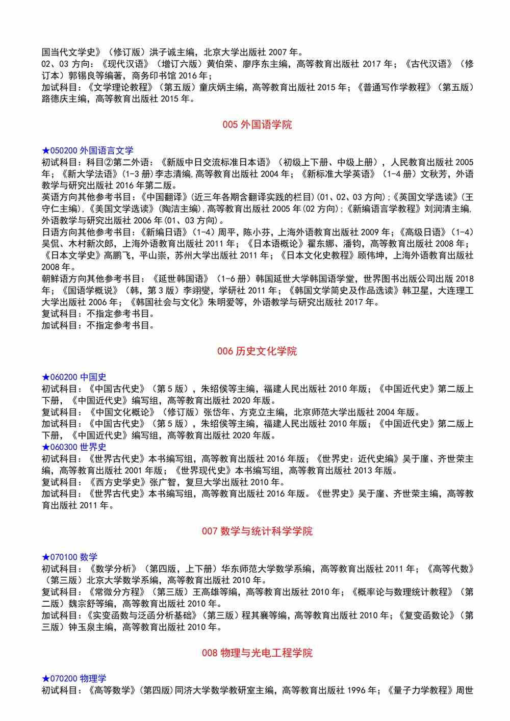 2022鲁东大学考研参考书目
