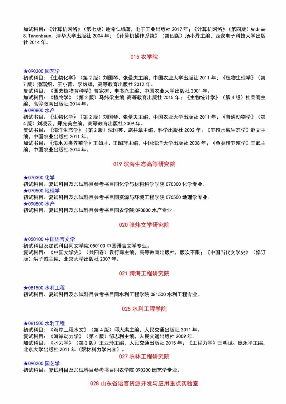2022鲁东大学考研参考书目