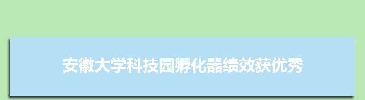 安徽大学科技园在国家级科技企业孵化器绩效考核中再获优秀