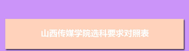 2022年山西传媒学院选科要求对照表在福建,山西传媒学院专业选科福建要求