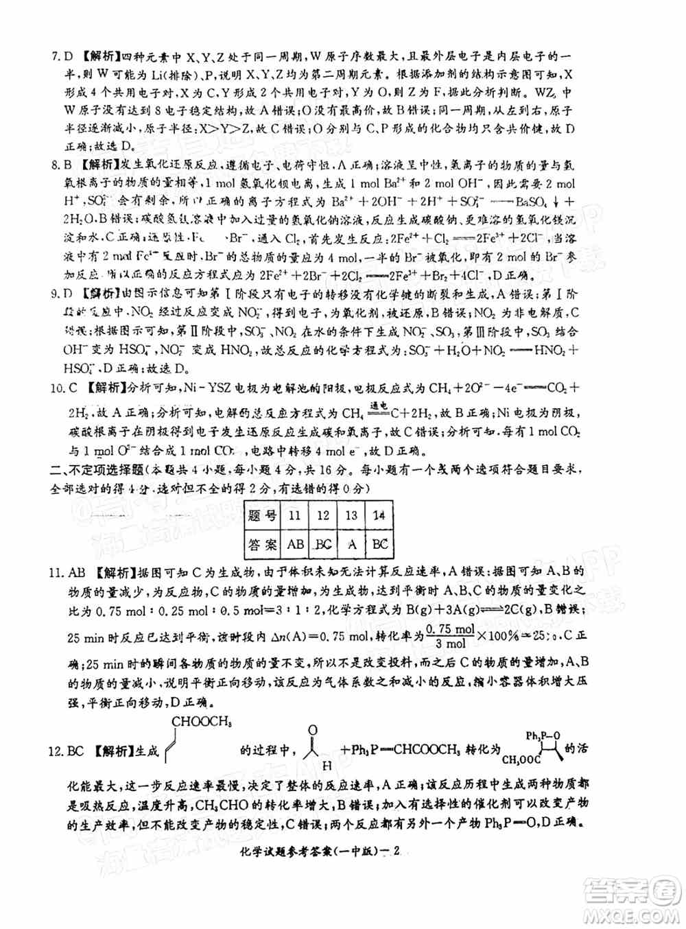 炎德英才大联考长沙市一中2022届高三月考试卷六化学试题及答案