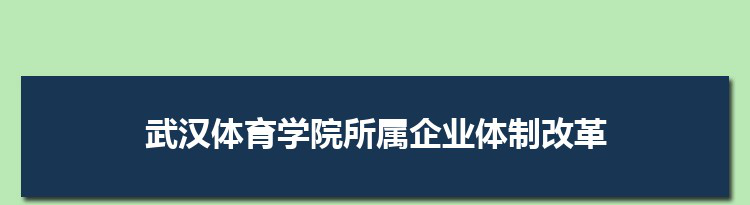 武汉体育学院所属企业体制改革顺利完成
