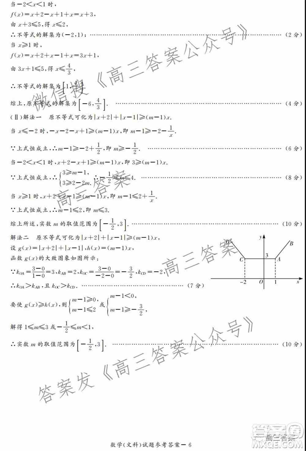 2022年1月湘豫名校联考高三文科数学试题及答案