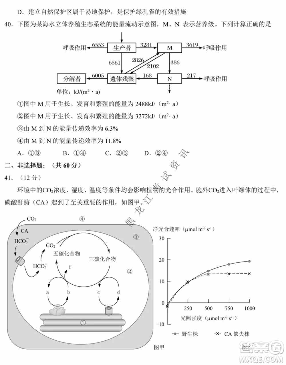 东北师大附中2019级高三年级第三次摸底考试生物试卷及答案