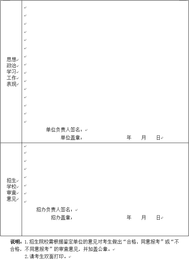 2022年海南省高职分类招生往届生思想政治品德考核表