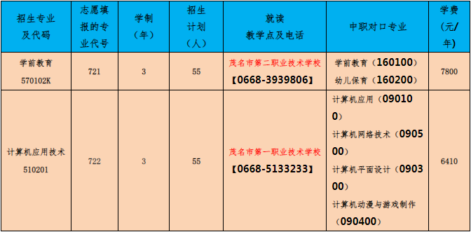 招生专业及计划