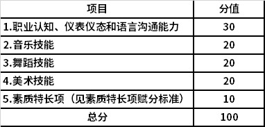 综合素质测试项目及分值