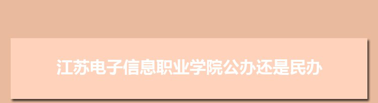 江苏电子信息职业学院是公办还是民办,公立私立有什么区别？