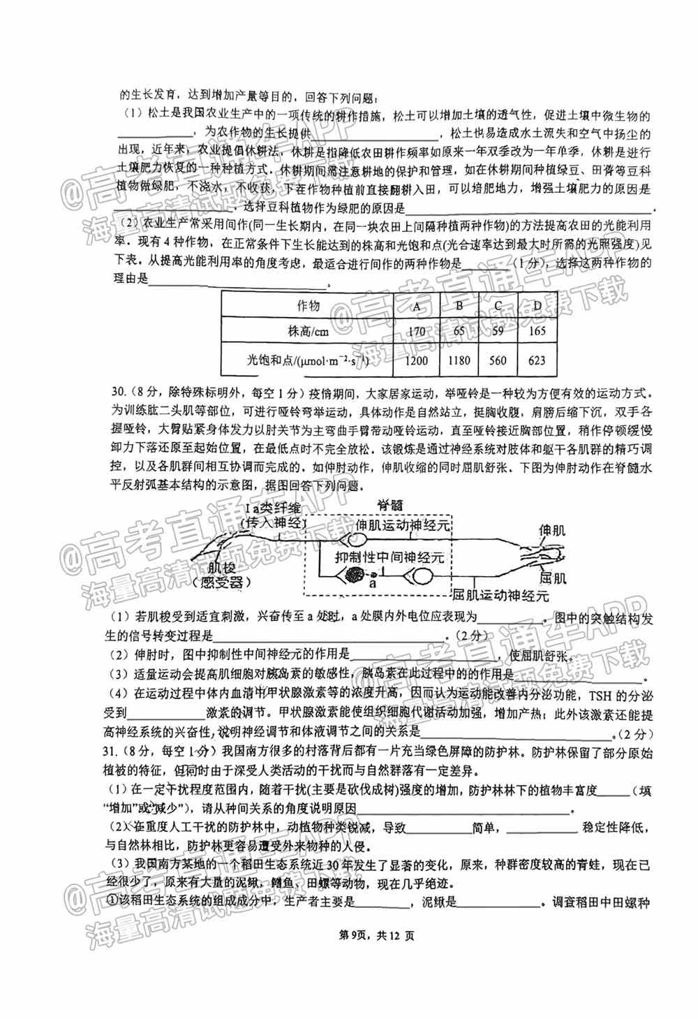 2022成都七中高三开学考试文综、理综、英语答案解析（已更新）