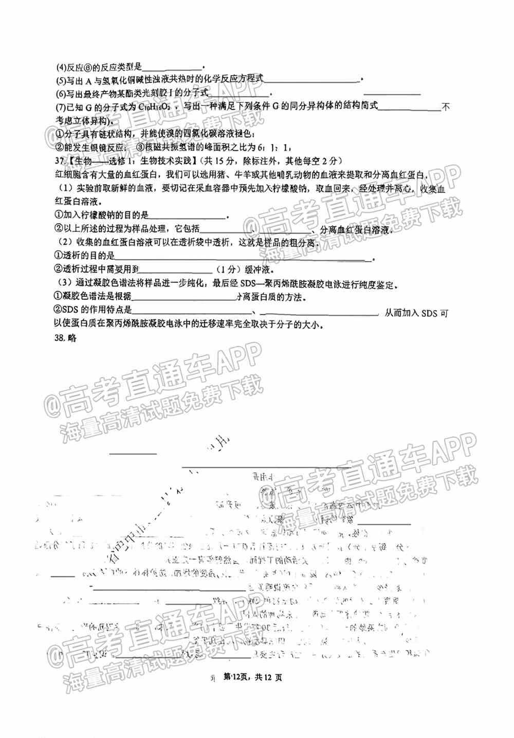2022成都七中高三开学考试文综、理综、英语答案解析（已更新）