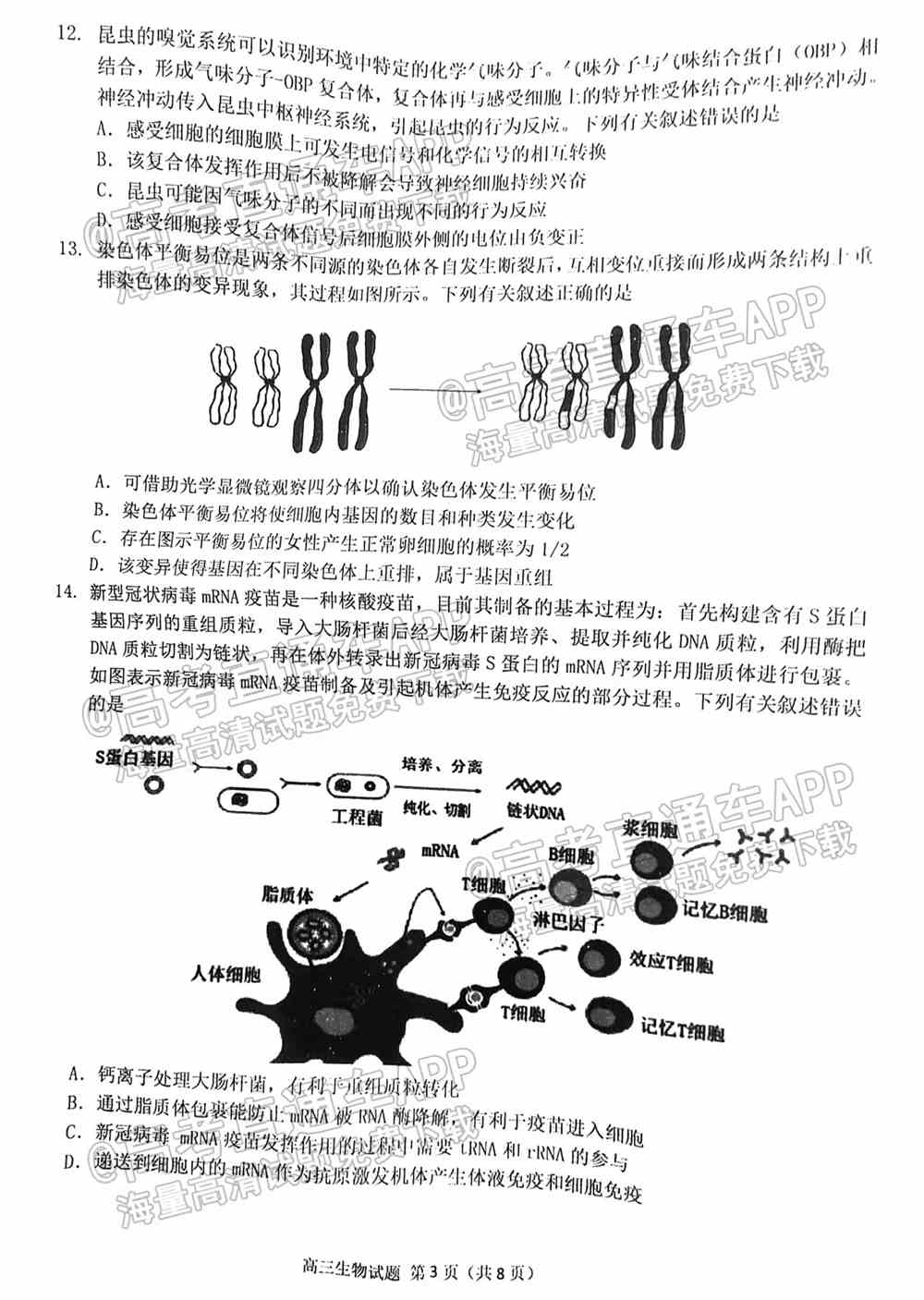 2022泉州第三次质检答案-2022泉州高三第三次质检答案及试题