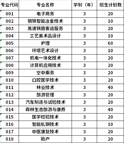 2022年伊春职业学院高职单招招生专业计划