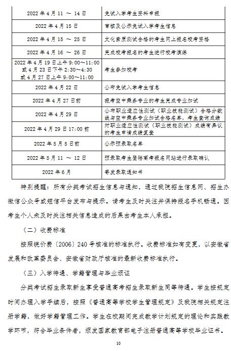 马鞍山职业技术学院2022年分类考试招生章程