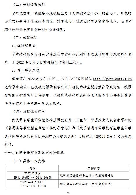 马鞍山职业技术学院2022年分类考试招生章程