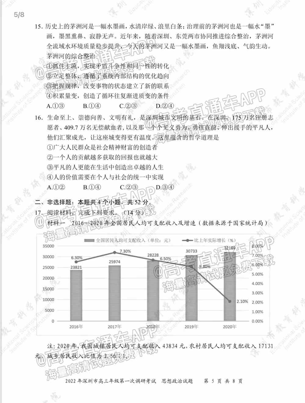 2022深圳一模各科试卷及答案解析（已更新）