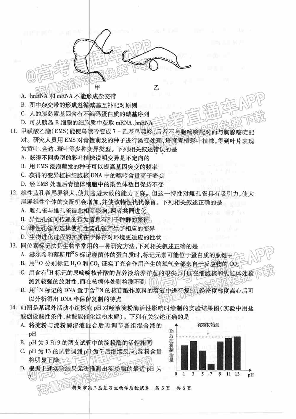 2022梅州一模各科试题及答案解析（更新完毕）