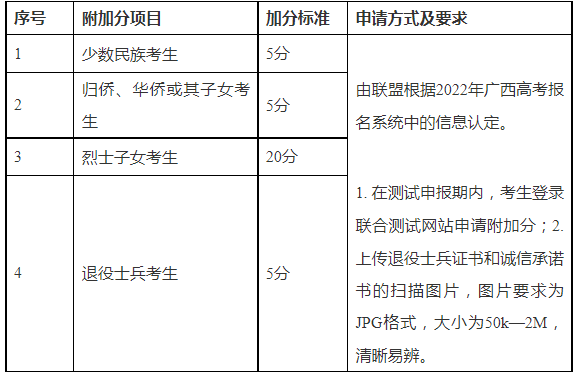 加分项目