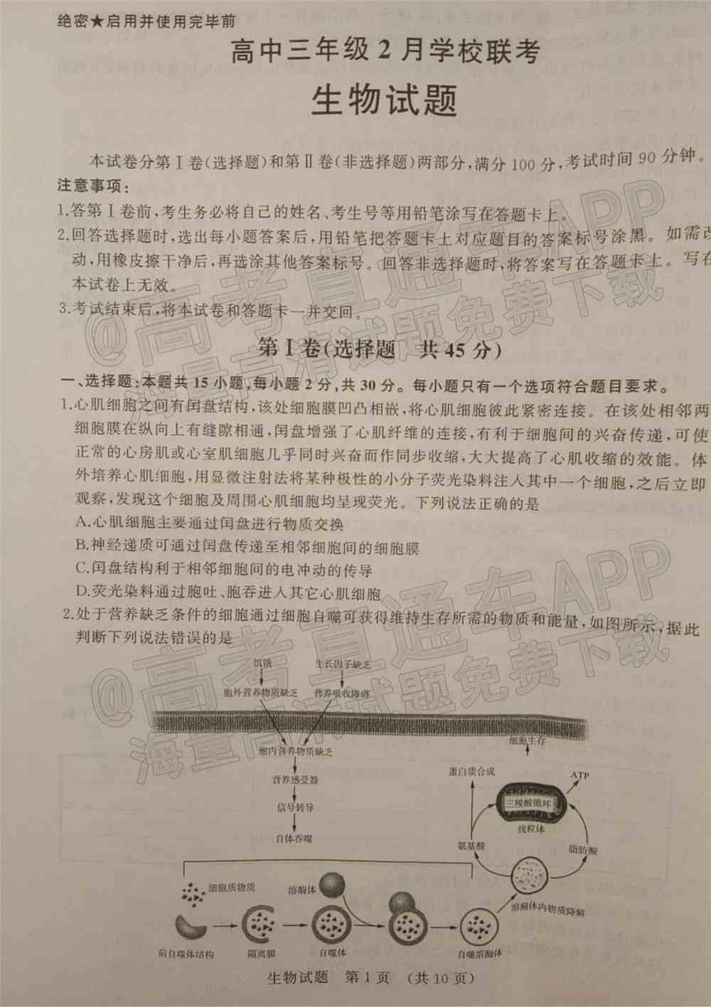 2022山东省高三2月联考试题及答案-山东省2022届高三2月联考答案