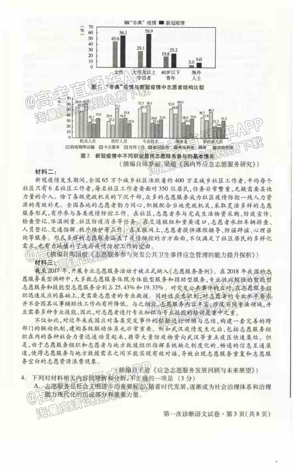 2022甘肃一诊各科试卷及答案-甘肃省第一次高考诊断考试2022年答案