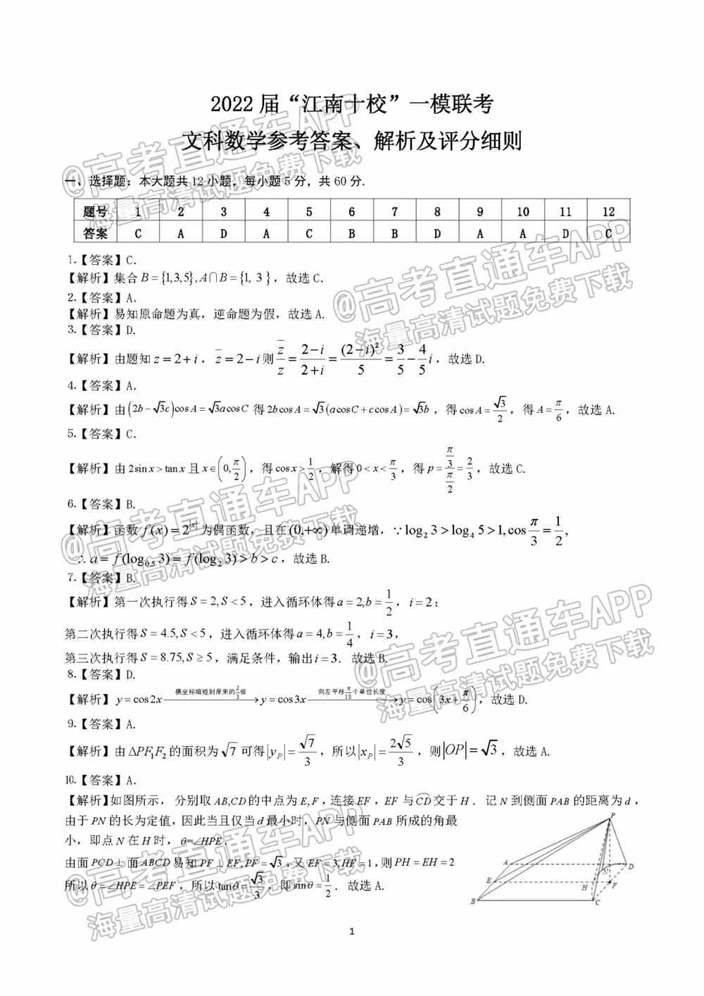 2022江南十校高三一模联考各科试卷及答案解析汇总