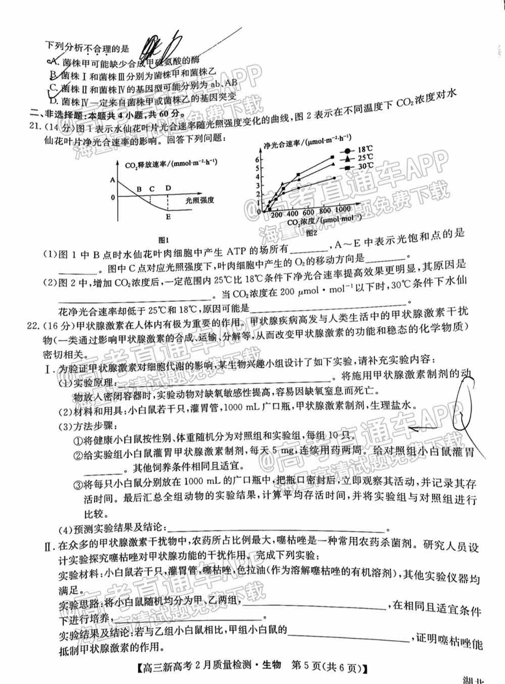 九师联盟2022高三2月联考（新高考卷）各科试卷及答案解析（更新中）