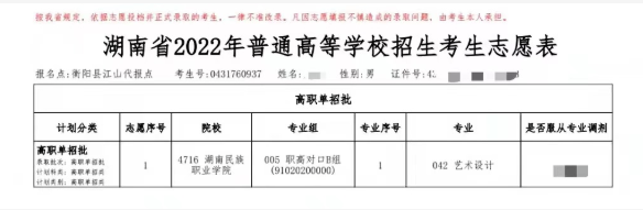 招生志愿表