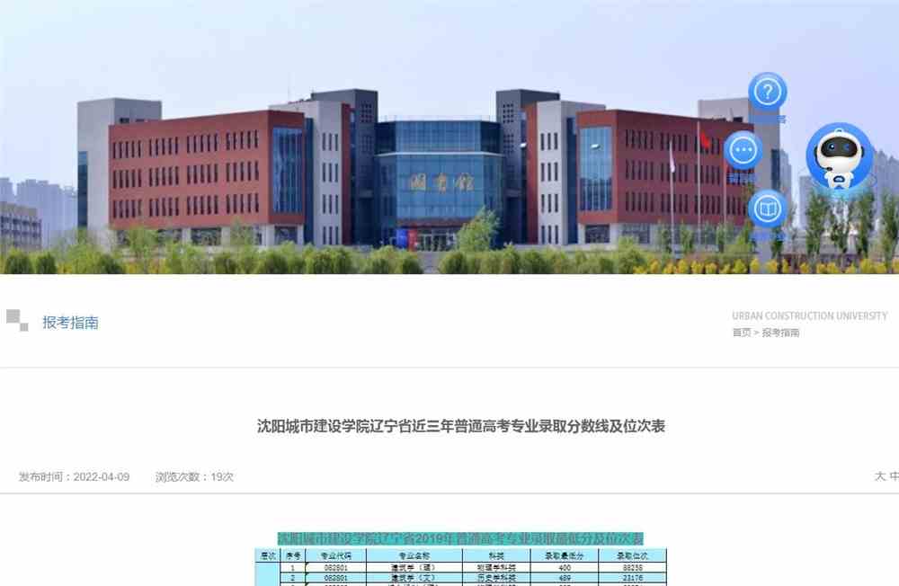 沈阳城市建设学院辽宁省近三年普通高考专业录取分数线及位次表