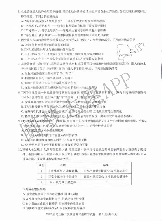 2022年湖北圆创高三2月联考各科试卷及答案解析