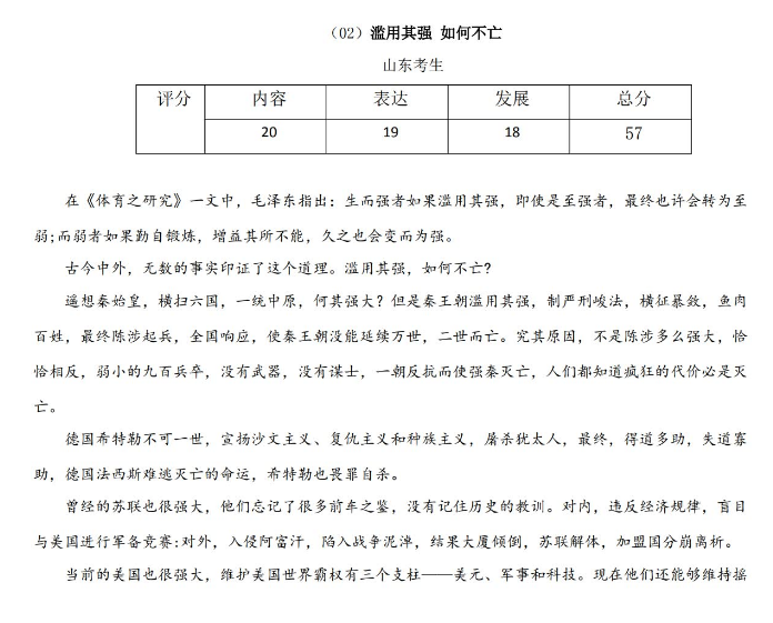2021年新高考I卷<a href='/zhuanti/manfenzuowen/'>高考满分作文</a>：滥用其强 如何不亡