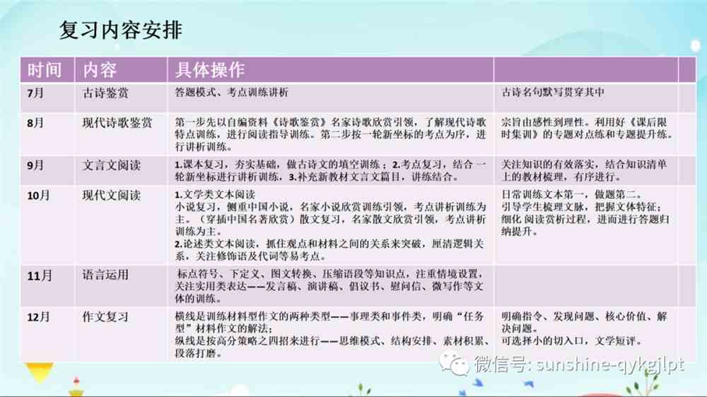 高考语文复习规划