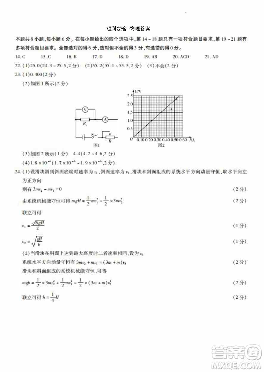 天一大联考2021-2022学年高三考前模拟考试理科综合试题及答案