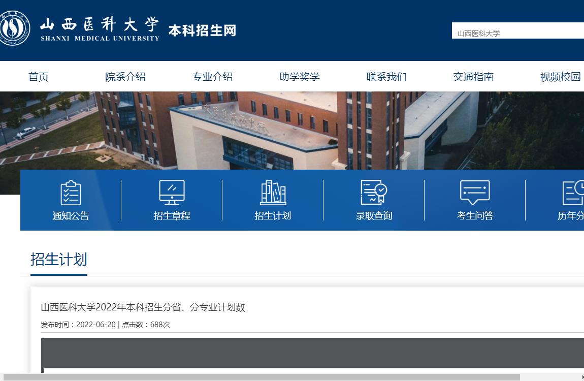 山西医科大学2022年本科招生分省、分专业计划数